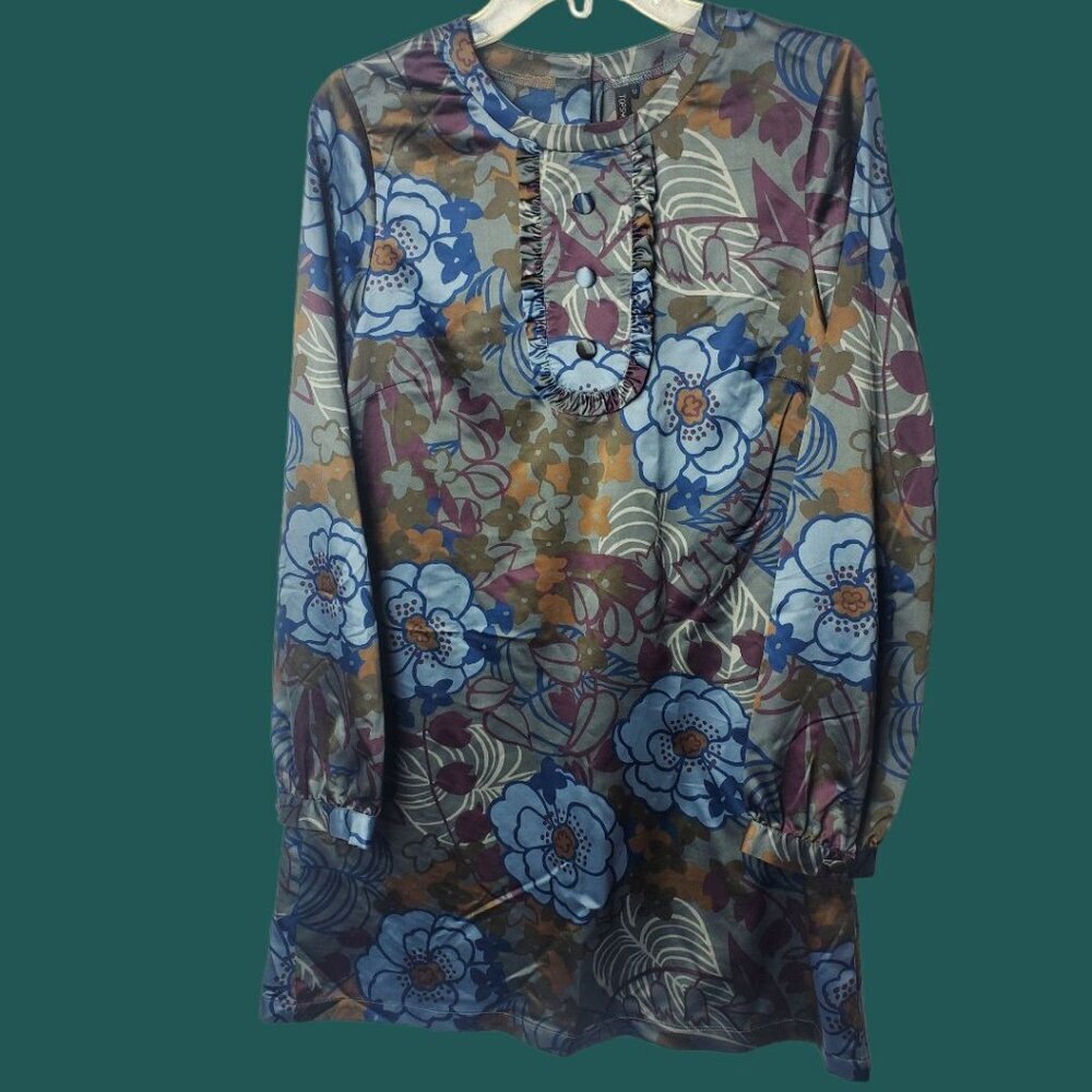 Topshop Floral Long Sleeve Dress Multicolor Size 12